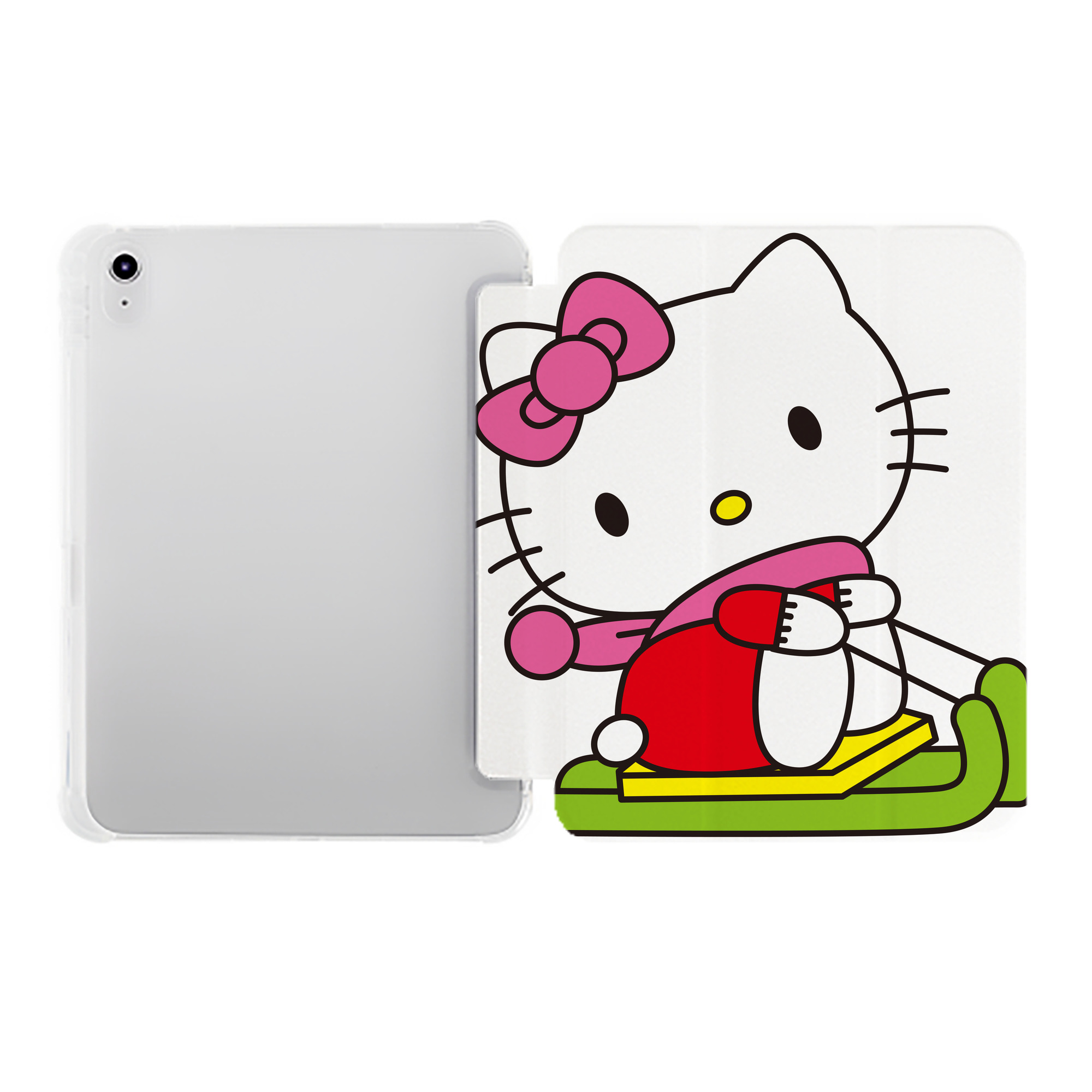 （画像用） Hello Kitty ハローキティ IPad ケース ペン収納付き 三つ折りスタンド PUレザー×シリコン 対応機種9.5/10.5/10.9インチ